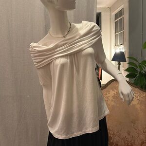 Very Soft Modal Cowl neck Elbow sleeve Top Tunic Casual   Lounge wear Off white
